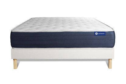 Ensemble Matelas Sommier 135x200 cm - Sommier Blanc (en kit) - Actilatex Sleep