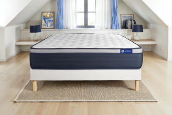 Ensemble Matelas Sommier 150x195 cm - Sommier Blanc (en kit) - Actilatex Max