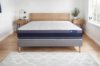 Ensemble Matelas Sommier 130x210 cm - Sommier Gris (en kit) - Actilatex Morpho