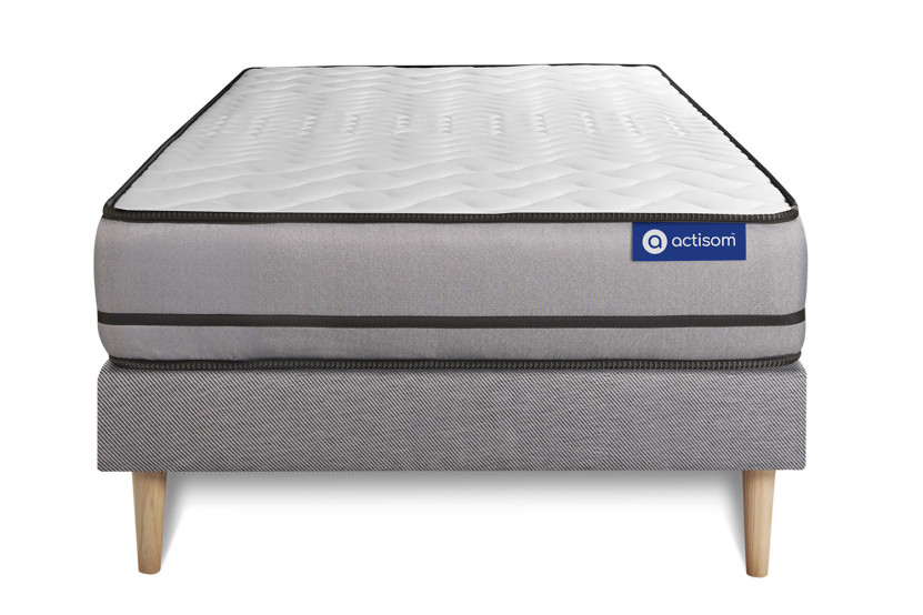 Ensemble Matelas Sommier 90x200 cm - Sommier Gris (en kit) - Actiflex Night