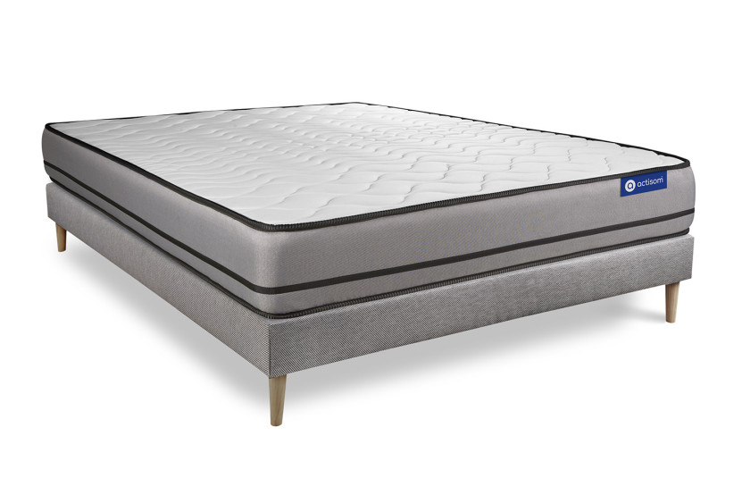 Ensemble Matelas Sommier 180x190 cm - Sommier Gris (en kit) - Actilatex Night