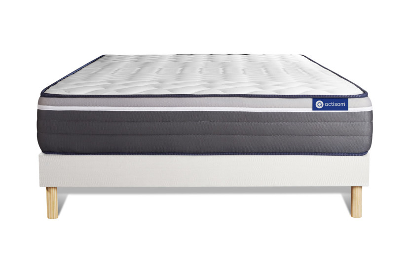 Ensemble Matelas Sommier 135x190 cm - Sommier Blanc (en kit) - ActiMemo Plus