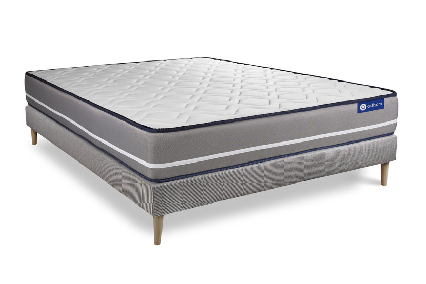 Ensemble Matelas Sommier 200x200 cm - Sommier Gris (en kit) - Actiflex Pur