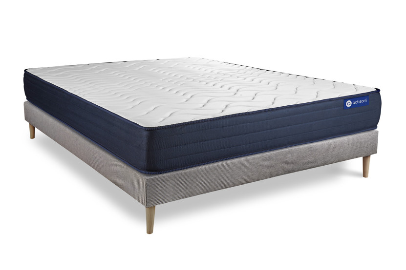 Ensemble Matelas Sommier 120x190 cm - Sommier Gris (en kit) - Actimemo Life