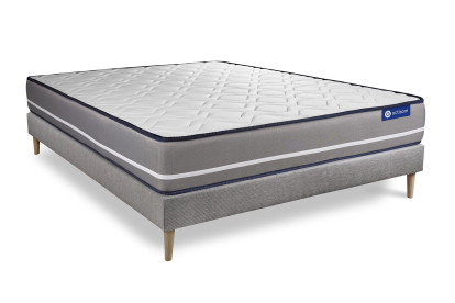 Ensemble Matelas Sommier 180x220 cm - Sommier Gris (en kit) - Actimemo Pur