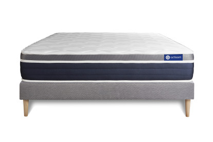 Ensemble Matelas Sommier 180x210 cm - Sommier Gris (en kit) - Actiflex Confort