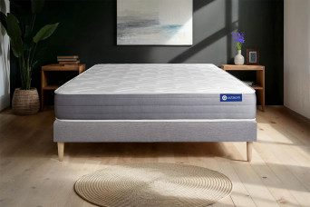 Ensemble Matelas Sommier 140x220 cm - Sommier Gris (en kit) - Actilatex Dream