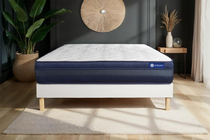 Ensemble Matelas Sommier 140x190 cm - Sommier Blanc (en kit) - Actiflex Tech