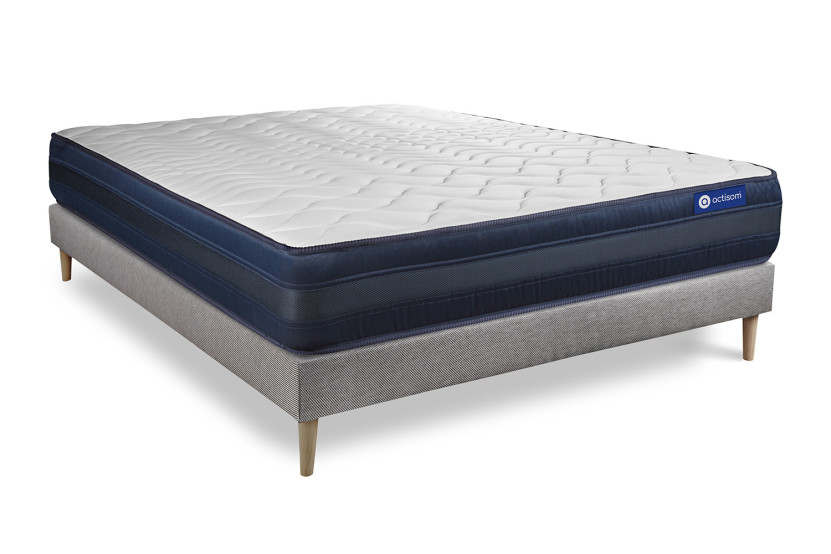 Ensemble Matelas Sommier 150x190 cm - Sommier Gris (en kit) - Actiflex Tech