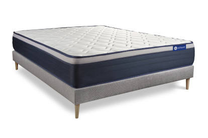 Ensemble Matelas Sommier 120x200 cm - Sommier Gris (en kit) - Actiflex Max