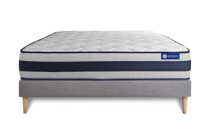 Ensemble Matelas Sommier 120x200 cm - Sommier Gris (en kit) - Actilatex Ergo
