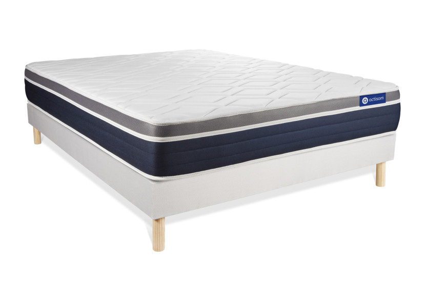Ensemble Matelas Sommier 180x220 cm - Sommier Blanc (en kit) - Actiflex Confort