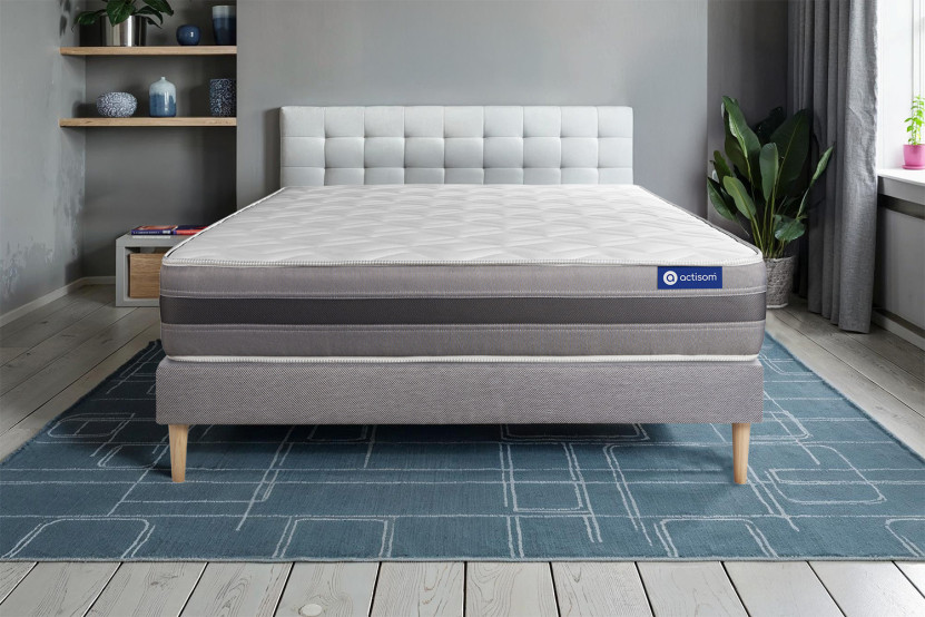 Ensemble Matelas Sommier 160x200 cm - Sommier Gris (en kit) - Actilatex Relax