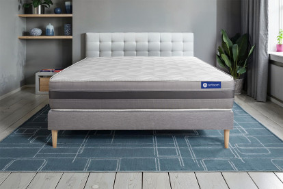 Ensemble Matelas Sommier 180x190 cm - Sommier Gris (en kit) - Actilatex Relax