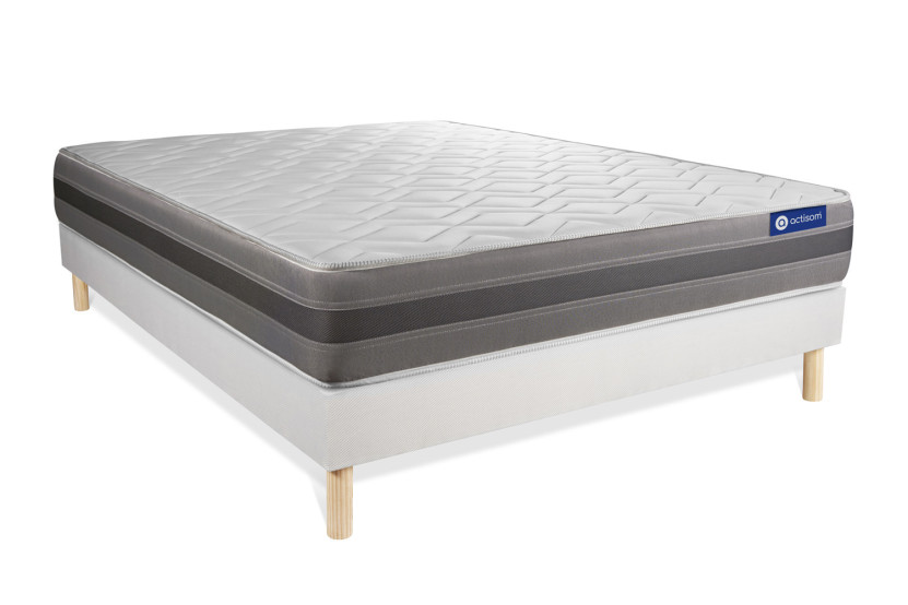 Ensemble Matelas Sommier 180x210 cm - Sommier Blanc (en kit) - Actimemo Relax