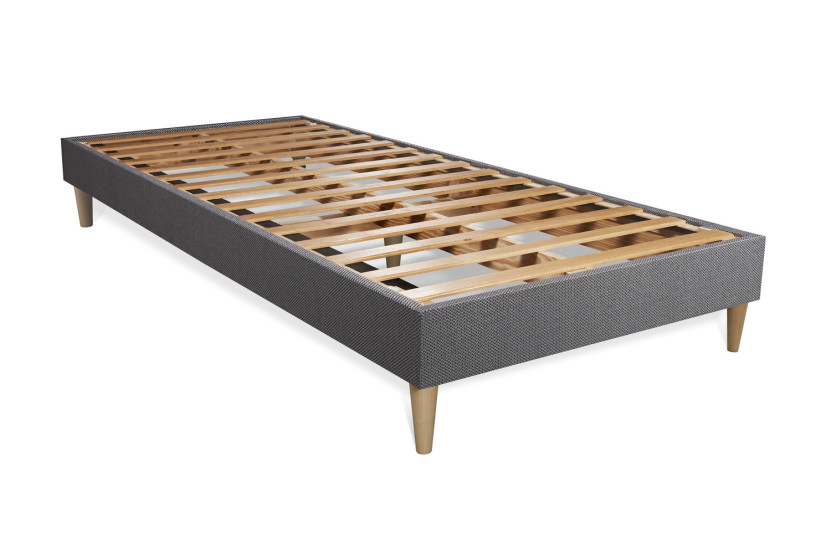 Ensemble Matelas Sommier 90x190 cm - Sommier Gris (en kit) - Actimemo Pur