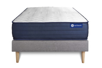 Ensemble Matelas Sommier 90x200 cm - Sommier Gris (en kit) - Actilatex Life