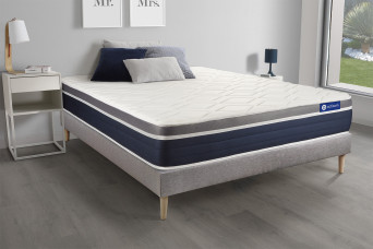 Ensemble Matelas Sommier 135x200 cm - Sommier Gris (en kit) - Actilatex Confort