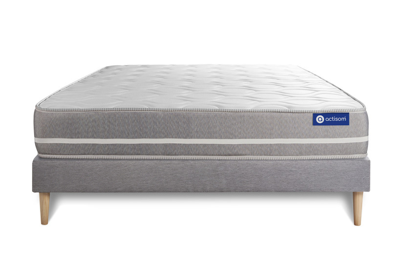 Ensemble Matelas Sommier 140x190 cm - Sommier Gris (en kit) - Actimemo Touch