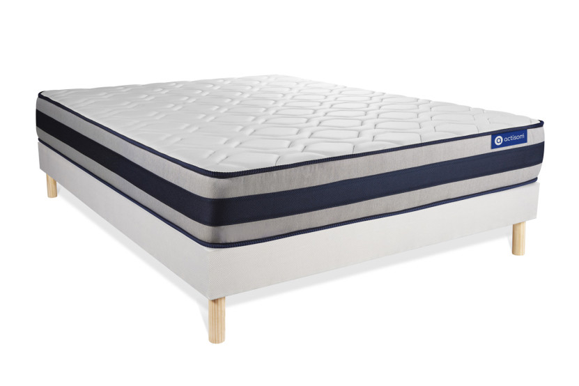 Ensemble Matelas Sommier 200x200 cm - Sommier Blanc (en kit) - Actimemo Ergo