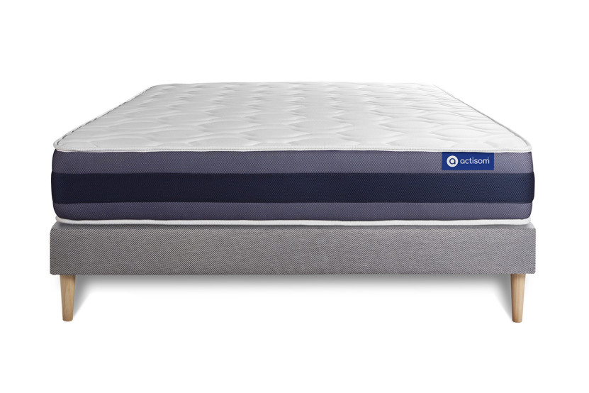 Ensemble Matelas Sommier 140x220 cm - Sommier Gris (en kit) - Actimemo Morpho