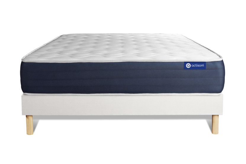 Ensemble Matelas Sommier 130x210 cm - Sommier Blanc (en kit) - Actilatex Sleep