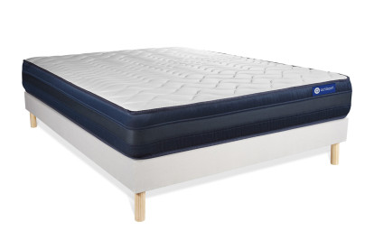 Ensemble Matelas Sommier 120x190 cm - Sommier Blanc (en kit) - Actimemo Tech