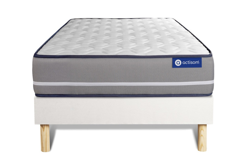 Ensemble Matelas Sommier 80x190 cm - Sommier Blanc (en kit) - Actimemo Pur