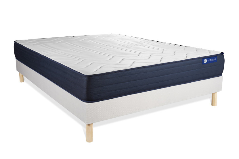 Ensemble Matelas Sommier 140x200 cm - Sommier Blanc (en kit) - Actimemo Life