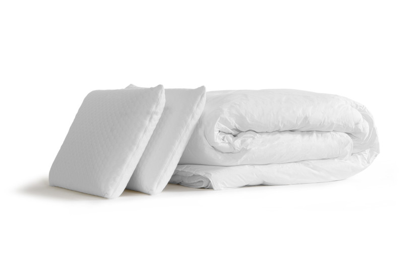 Pack lit complet 200x200 cm - Matelas + Sommier Blanc (en kit) + 2 oreillers + Couette - Actiflex Max