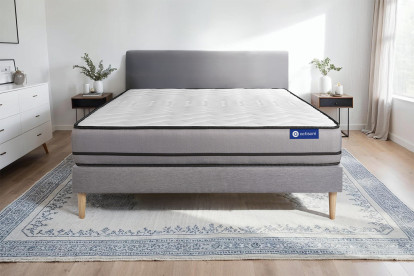 Ensemble Matelas Sommier 130x220 cm - Sommier Gris (en kit) - Actilatex Night
