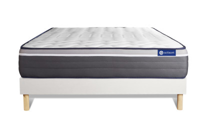 Ensemble Matelas Sommier 130x190 cm - Sommier Blanc (en kit) - Actilatex Plus
