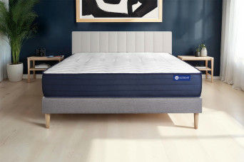 Ensemble Matelas Sommier 130x220 cm - Sommier Gris (en kit) - Actilatex Life