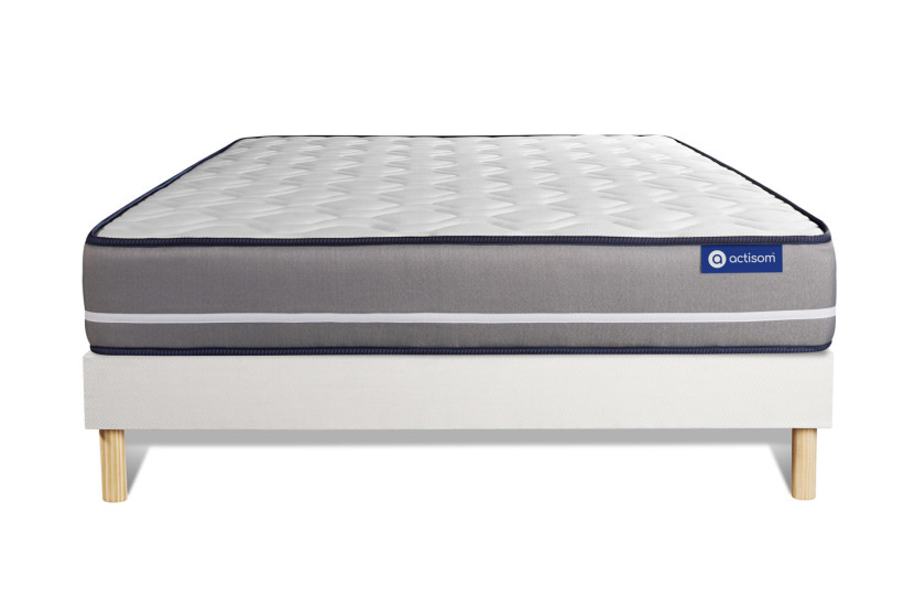 Ensemble Matelas Sommier 120x195 cm - Sommier Blanc (en kit) - Actilatex Pur