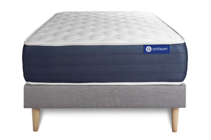 Ensemble Matelas Sommier 90x200 cm - Sommier Gris (en kit) - Actilatex Sleep