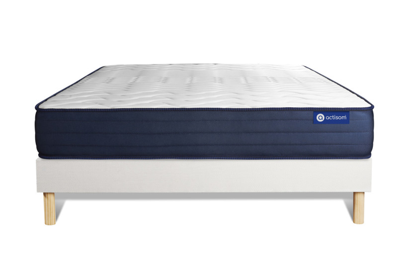 Ensemble Matelas Sommier 160x200 cm - Sommier Blanc (en kit) - Actimemo Life