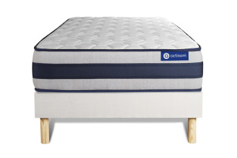 Ensemble Matelas Sommier 90x200 cm - Sommier Blanc (en kit) - Actimemo Ergo