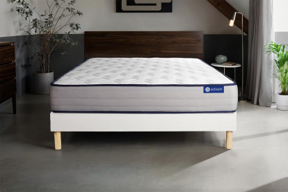 Ensemble Matelas Sommier 150x195 cm - Sommier Blanc (en kit) - Actilatex Form
