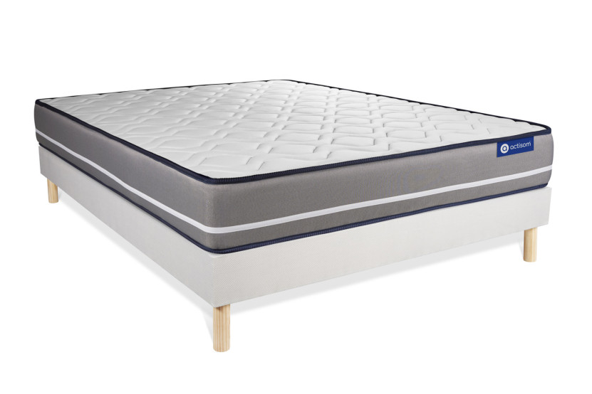 Ensemble Matelas Sommier 120x220 cm - Sommier Blanc (en kit) - Actilatex Pur