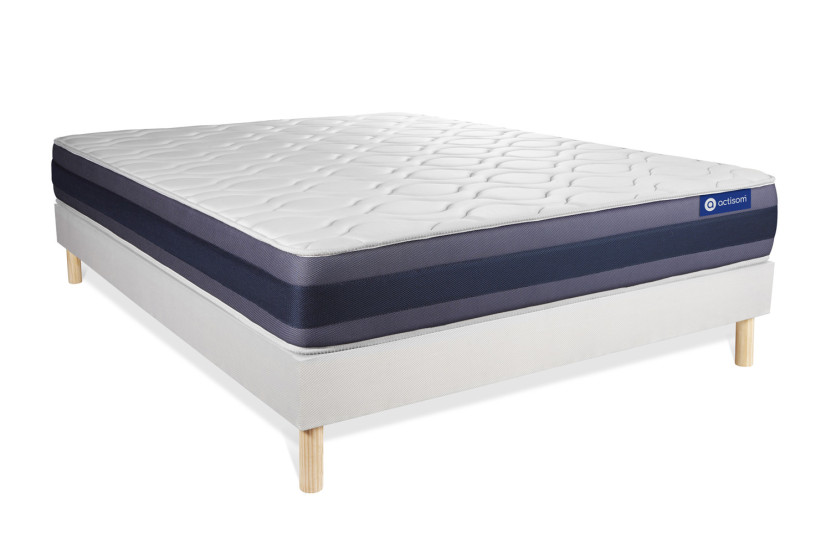 Ensemble Matelas Sommier 140x210 cm - Sommier Blanc (en kit) - Actilatex Morpho