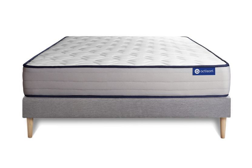 Ensemble Matelas Sommier 120x195 cm - Sommier Gris (en kit) - Actimemo Form