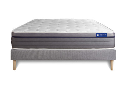 Ensemble Matelas Sommier 180x190 cm - Sommier Gris (en kit) - ActiMemo Zen