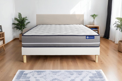Ensemble Matelas Sommier 130x220 cm - Sommier Blanc (en kit) - Actiflex Pur