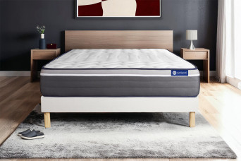 Ensemble Matelas Sommier 140x220 cm - Sommier Blanc (en kit) - Actilatex Plus