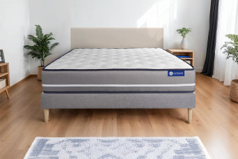 Ensemble Matelas Sommier 180x210 cm - Sommier Gris (en kit) - Actiflex Pur