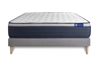 Ensemble Matelas Sommier 160x210 cm - Sommier Gris (en kit) - Actimemo Max