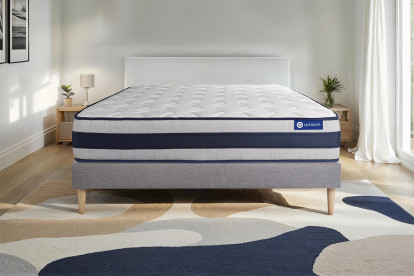 Ensemble Matelas Sommier 90x200 cm - Sommier Gris (en kit) - Actilatex Ergo