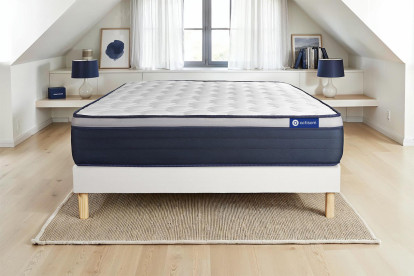 Ensemble Matelas Sommier 200x200 cm - Sommier Blanc (en kit) - Actiflex Max
