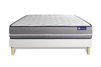Ensemble Matelas Sommier 130x190 cm - Sommier Blanc (en kit) - Actimemo Pur