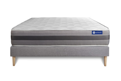 Ensemble Matelas Sommier 160x220 cm - Sommier Gris (en kit) - Actilatex Relax
